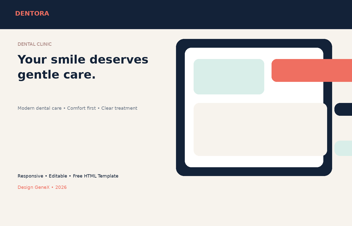 Dentora — Modern Dental Clinic website design preview