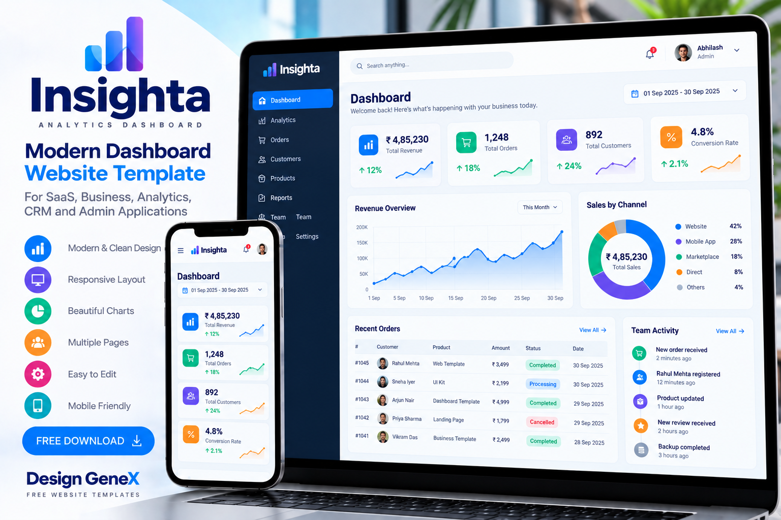 Insighta — Analytics Dashboard website design preview
