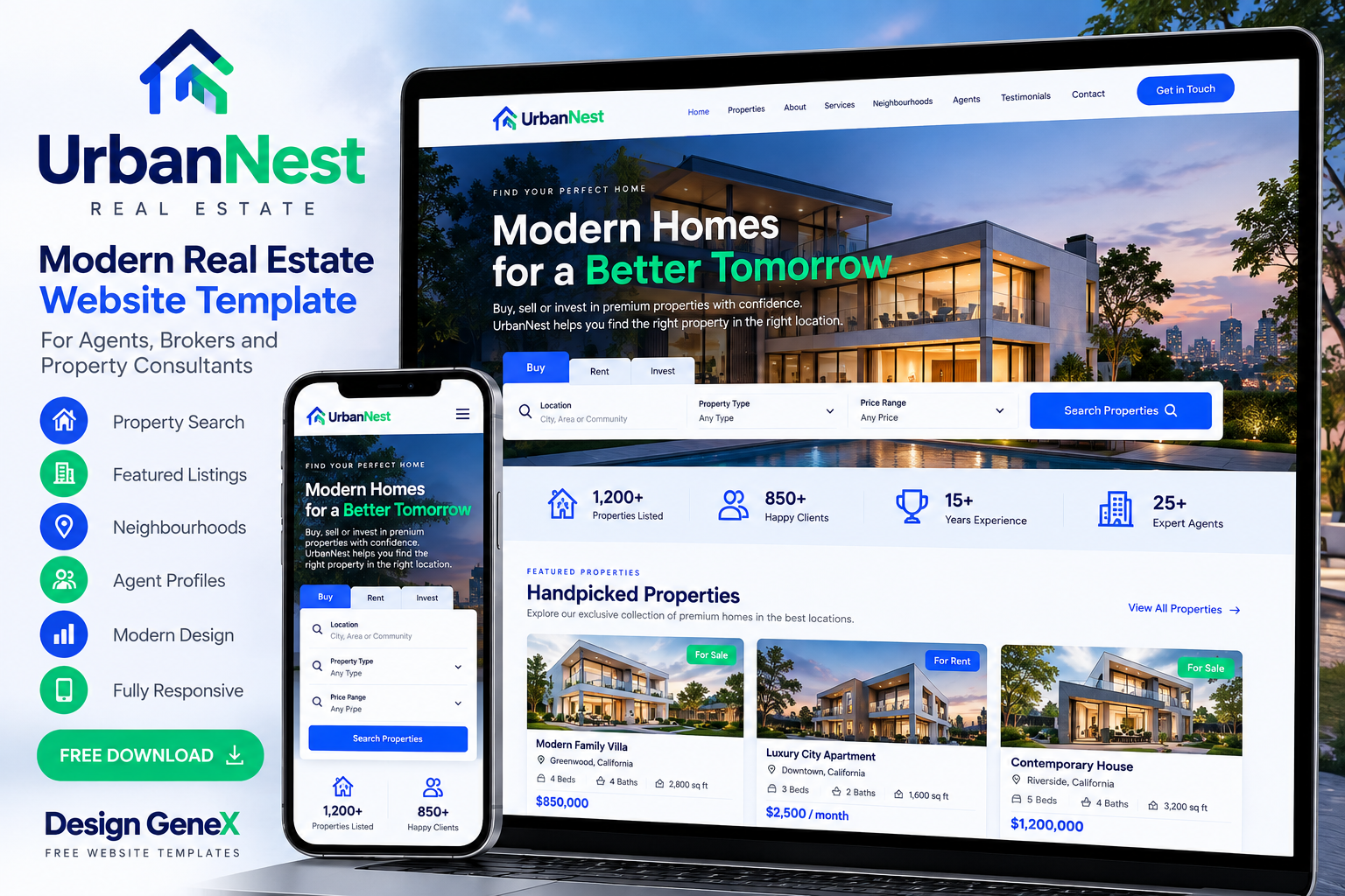 UrbanNest — Real Estate website design preview