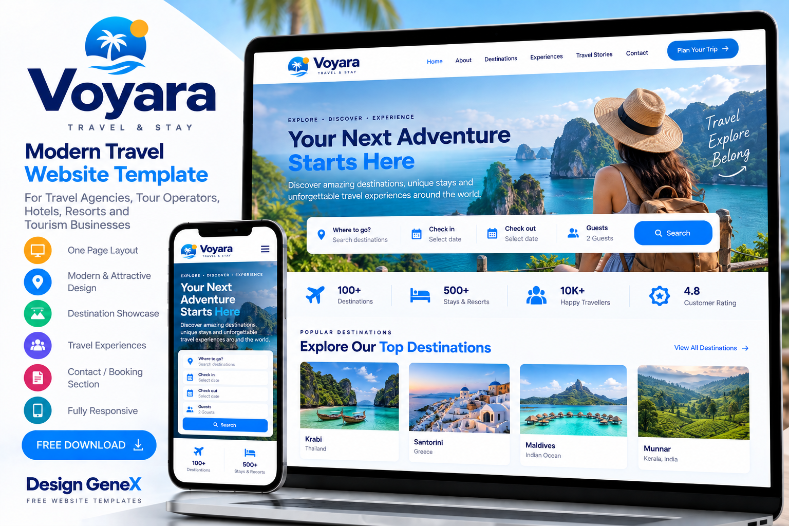 Voyara — Travel & Stay website design preview